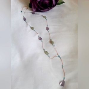 GORGEOUS AMETHYST & GREEN PERIDOT LONG NECKLACE
